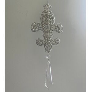 Fleur de Lis Silver Glitter Ornaments Set of 13 Christmas Decor Louisiana